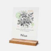 Zodiac Birth Flower Art Personalized Aries Gift アクリルサイン (傾斜)