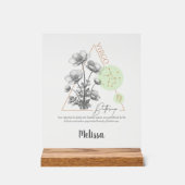 Zodiac Birth Flower Art Personalized Virgo Gift アクリルサイン (正面)