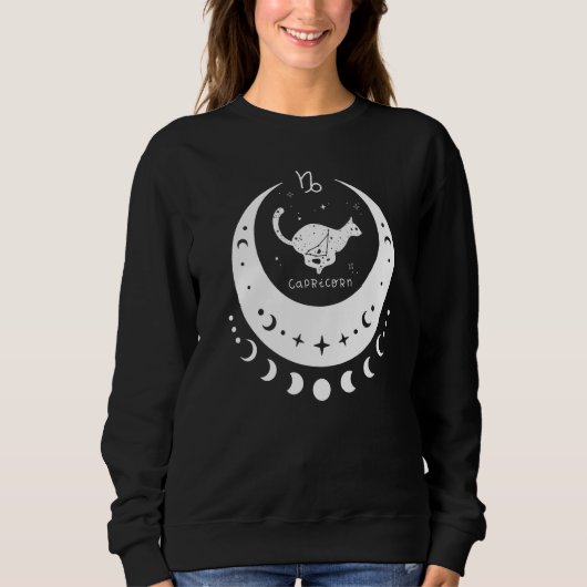 Zodiac Capricorn Horoscope Astrology Sign Cat Cres スウェットシャツ (正面)