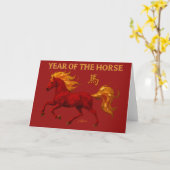 Zodiac Chinese New Year 2026 Yang Fire Horse カード (黄色い花)