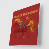 Zodiac Chinese New Year 2026 Yang Fire Horse スクエア壁時計 (傾斜)