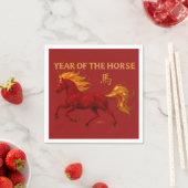 Zodiac Chinese New Year 2026 Yang Fire Horse スタンダードカクテルナプキン (インサイチュ)