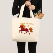 Zodiac Chinese New Year 2026 Yang Fire Horse ラージトートバッグ (正面(商品))