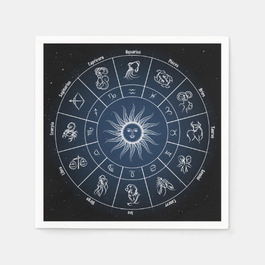 Zodiac circle with horoscope signs スタンダードカクテルナプキン (正面)