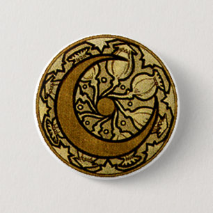 Zodiac Crescent Moon Mucha 缶バッジ