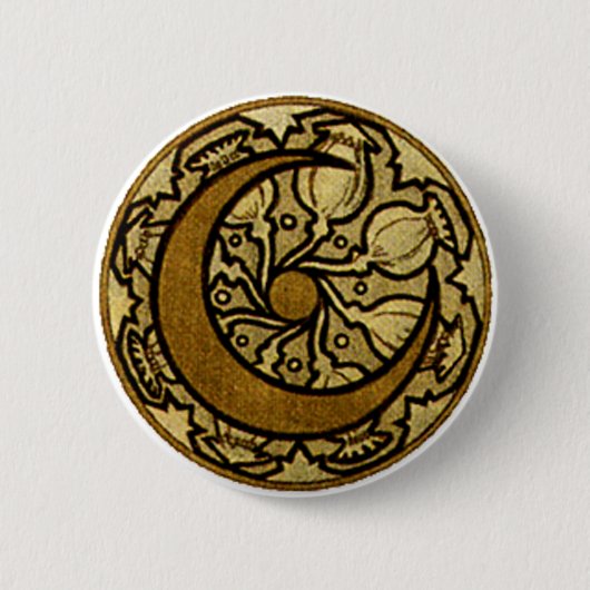 Zodiac Crescent Moon Mucha  缶バッジ (正面)