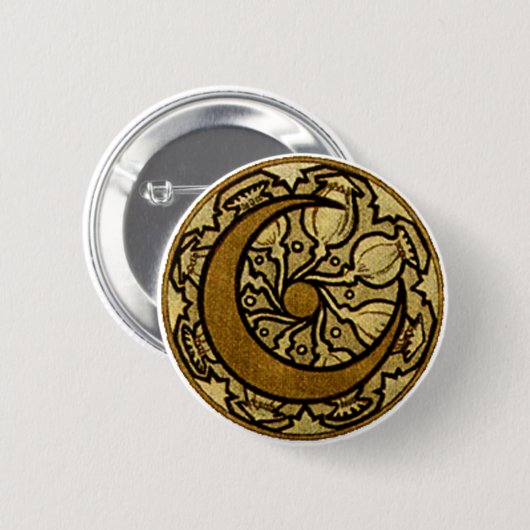 Zodiac Crescent Moon Mucha  缶バッジ (正面&裏面)