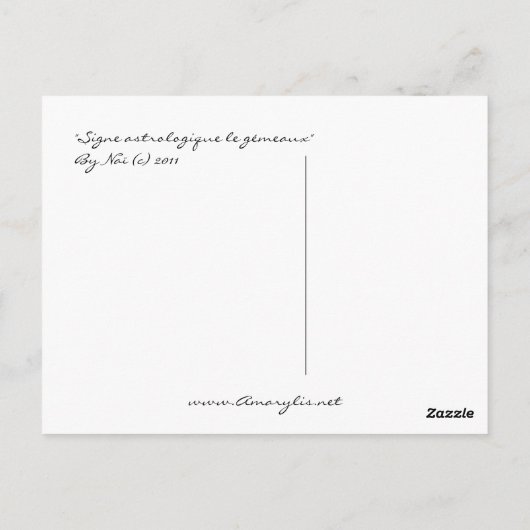Zodiac gémeaux gemini ポストカード (裏面)