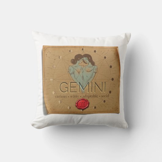 Zodiac - Gemini - Throw Pillow クッション (正面)