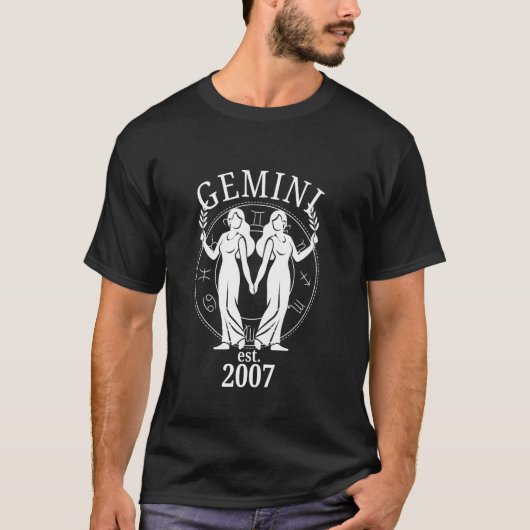 Zodiac Gemini Twins Born in 2007 Tシャツ (正面)