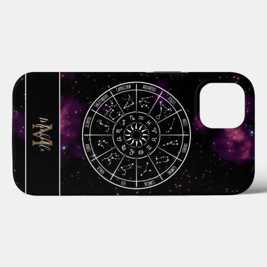 Zodiac iPhone Case | Astrology Symbols & Monogram Case-Mate iPhoneケース (裏面 (横))