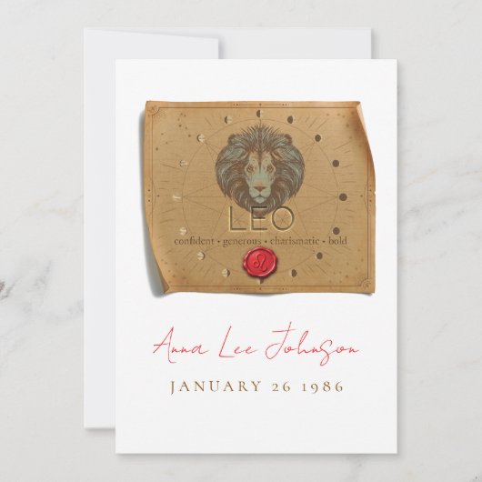 ZODIAC - Leo - Personalized Birthday Card 招待状 (正面)