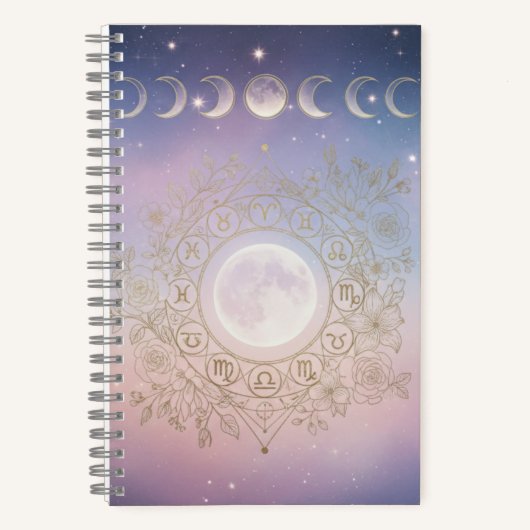 Zodiac & Moon Phase Celestial Notebook  ノートブック (正面)