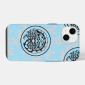 Zodiac Pattern Z02 - さそり座.w L 水色BG iPhoneケース (裏面横)