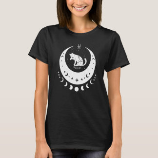 Zodiac Pisces Horoscope Astrology Sign Cat Crescen Tシャツ