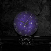Zodiac Purple Pisces | Cosmic Astrology Horoscope ラウンド壁時計