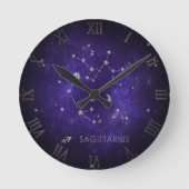 Zodiac Purple Sagittarius | Astrology Horoscope ラウンド壁時計 (正面)
