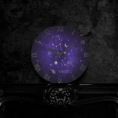 Zodiac Purple Virgo | Cosmic Astrology Horoscope ラウンド壁時計