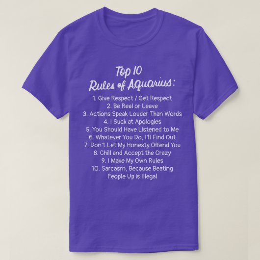 Zodiac Sign Funny Top 10 Rules Of Aquarius Premium Tシャツ (デザイン正面)