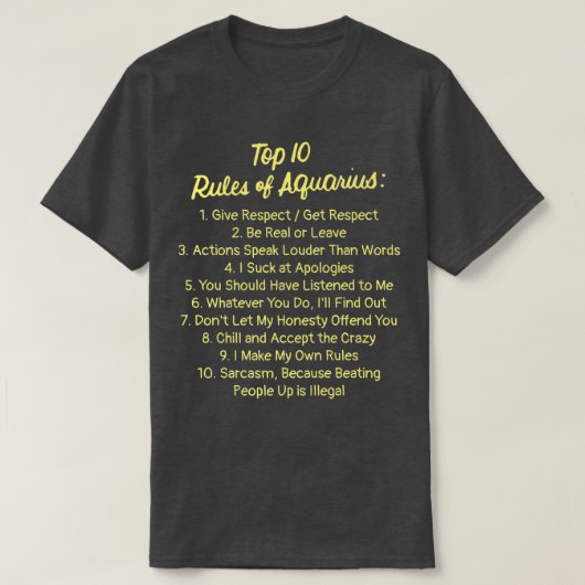Zodiac Sign Funny Top 10 Rules Of Aquarius Premium Tシャツ (デザイン正面)