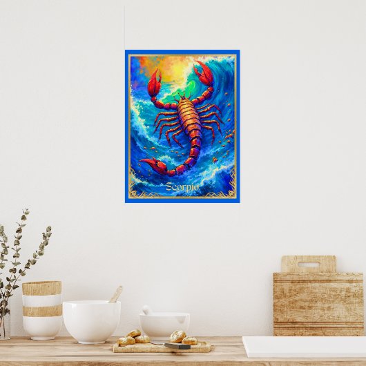 Zodiac Sign Scorpio Emerging from Deep Waters ポスター (キッチン)