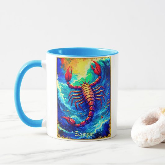 Zodiac Sign Scorpio Emerging from Deep Waters マグカップ (ドーナツ)
