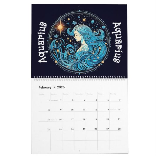 Zodiac Signs Calendar カレンダー (2月 2026)