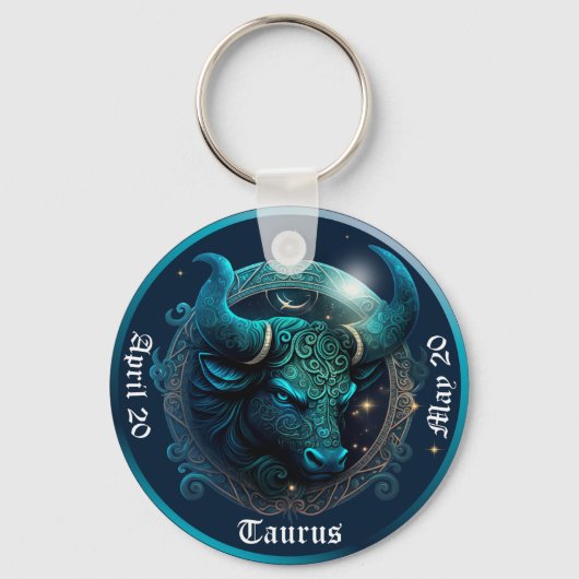Zodiac Taurus 名前・日付カスタマイズ キーホルダー (正面)