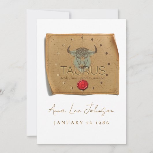 ZODIAC - Taurus - Personalized Birthday Card 招待状 (正面)