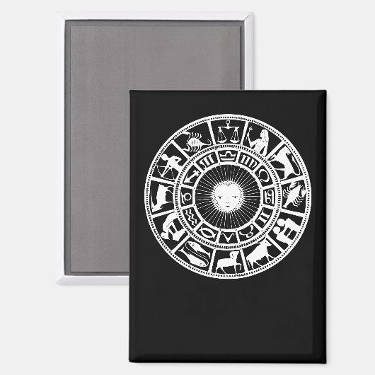 Zodiac Wheel with Sun and Astrology Symbols マグネット (正面/裏面)
