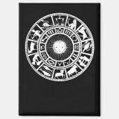 Zodiac Wheel with Sun and Astrology Symbols マグネット (正面)