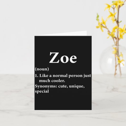 Zoe Name Definition Funny D  カード (黄色い花)