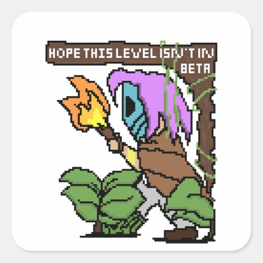 Zoe Pixel Sign - "Beta Level?" スクエアシール (正面)