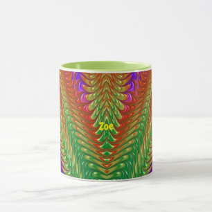 ZOE to Zany 3D to Green, Red, Orange and Purple マグカップ