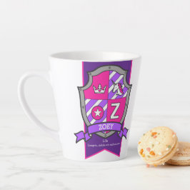Zoeyの名前はナイト・パープル・ピンク文字Zを意味する カフェラテマグ
