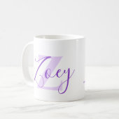 「Zoey」の名前の意味 モノグラム Z 紫 コーヒーマグカップ (正面左)