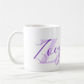 「Zoey」の名前の意味 モノグラム Z 紫 コーヒーマグカップ (左)