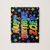 "ZOEY"名、おもしろい"ハッピーバースデー" ジグソーパズル (縦)