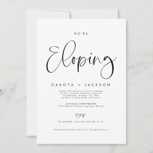 ZOEY Modern Elopement Wedding Invitation 招待状 (正面)