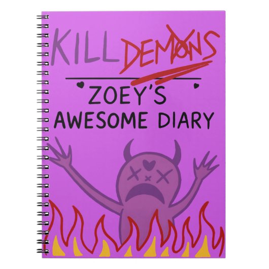 Zoey’s Awesome Diary – Funny Purple Demon Notebook ノートブック (正面)