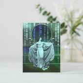 Zohara:アクア&グリーンのアールデコ女性 ポストカード (スタンド正面)