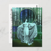 Zohara:アクア&グリーンのアールデコ女性 ポストカード (正面/裏面)