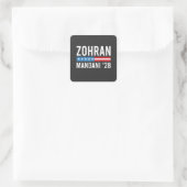 Zohran Mamdani NYC市長候補 アメリカ国旗 スクエアシール (バッグ)