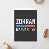 Zohran Mamdani NYC市長候補 アメリカ国旗 ノートカード (正面/裏面インサイチュ)