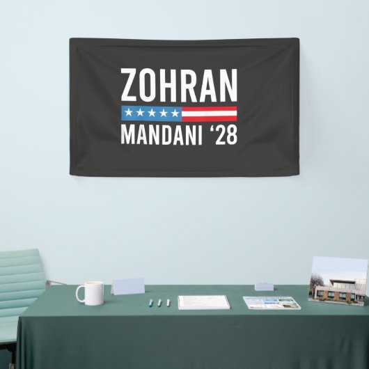 Zohran Mamdani NYC市長候補 アメリカ国旗 横断幕 (トレードショー)