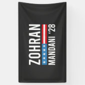Zohran Mamdani NYC市長候補 アメリカ国旗 横断幕 (縦)