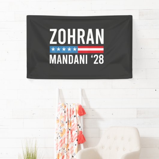 Zohran Mamdani NYC Mayor Candidate USA Flag 横断幕 (インサイチュ)