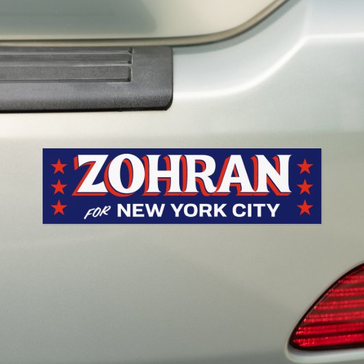 Zohran Mamdani NYC Red White Blue 2025 バンパーステッカー (車上)