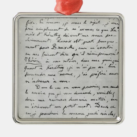 ZolaからのエドワールManet 1868年への手紙 メタルオーナメント (正面)