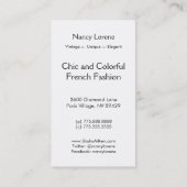 ZOLLIEのバラ: 青緑場面 名刺 (裏面)